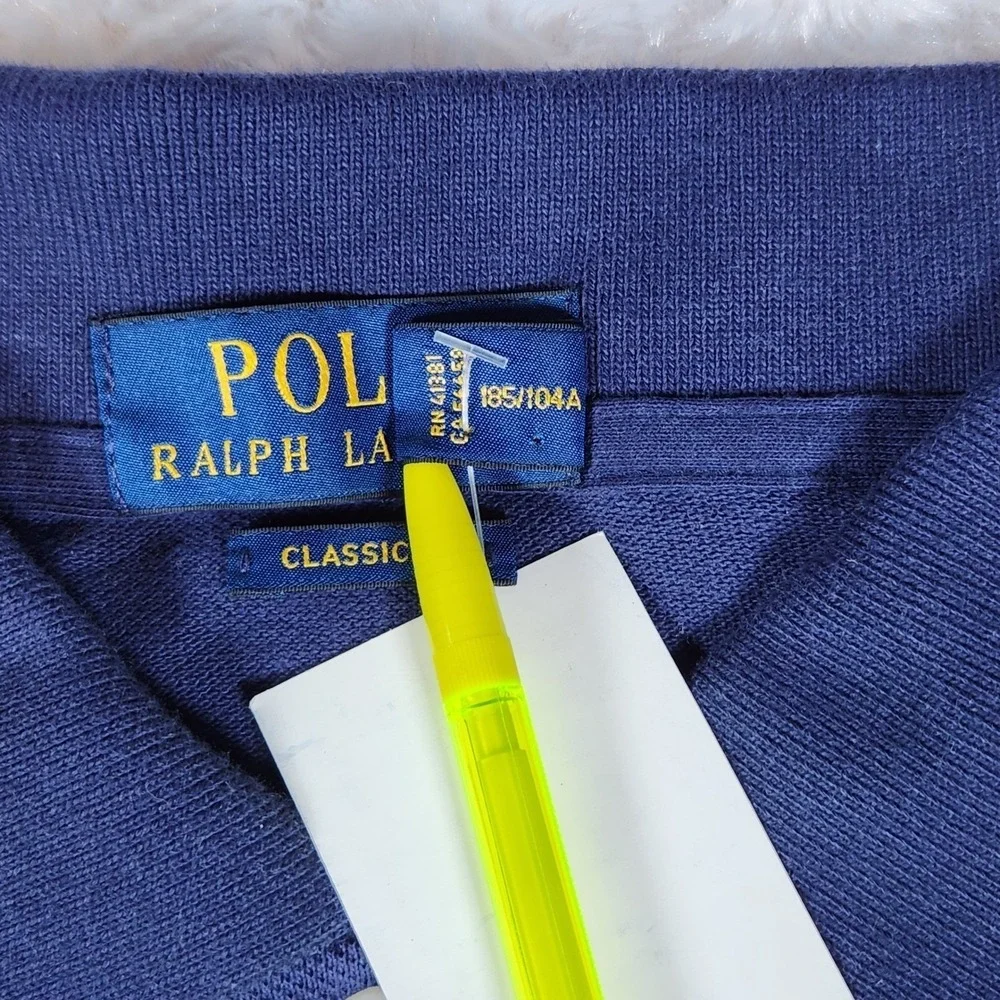 NWT Polo Ralph Lauren Mens Long Sleeve Polo Shirt Navy Blue Red Pony Mesh 2XL‎
